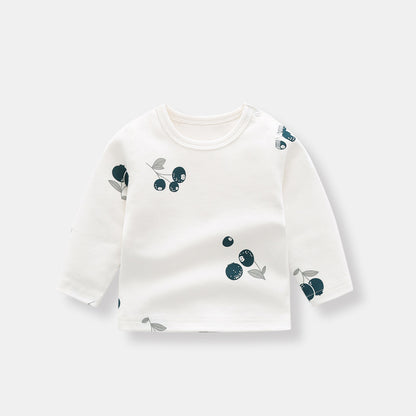 Baby Allover Fruit Graphic 100% Pure Organic Cotton Side Snap Button Tops My Kids-USA