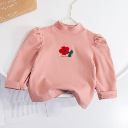 Baby Girl Floral Embroidered Pattern Cotton Pullover Tops
