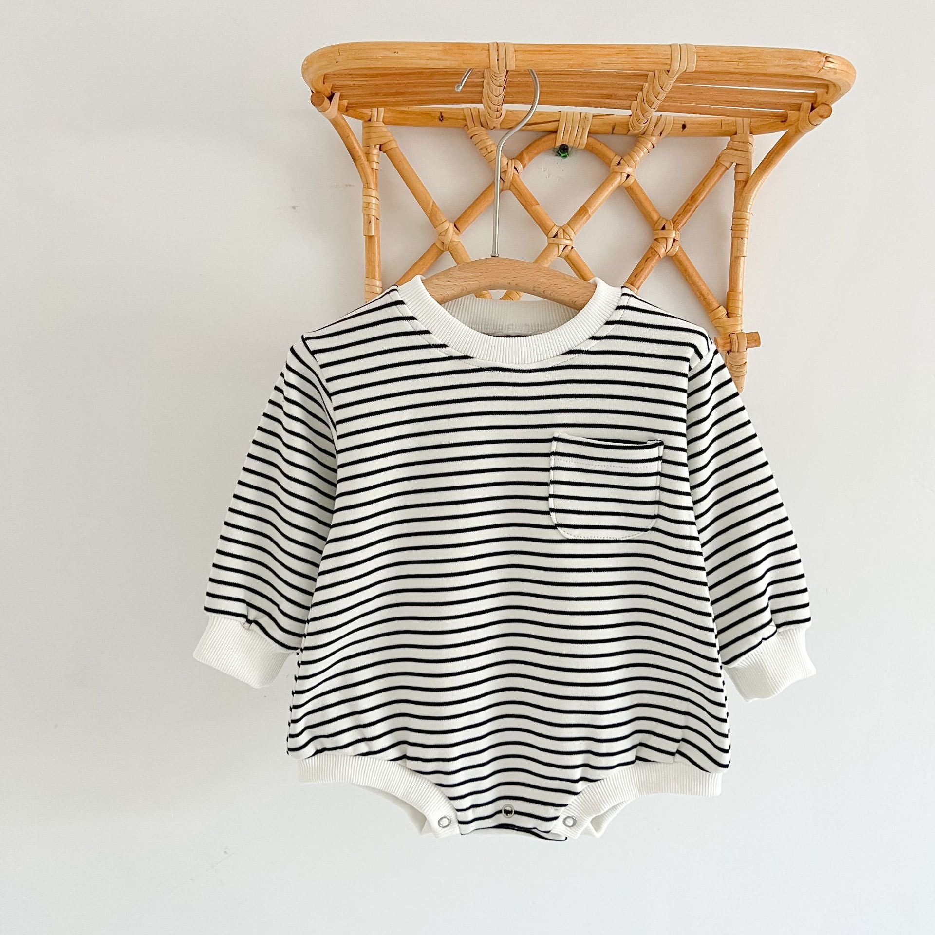 Baby Striped Graphic Long Sleeve Basic Style Bodysuits My Kids-USA