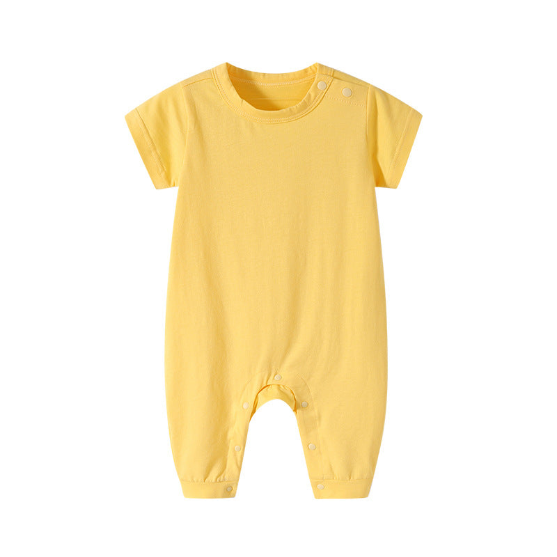 Baby Solid Color Thin Style Short Sleeve Rompers Sleepwear