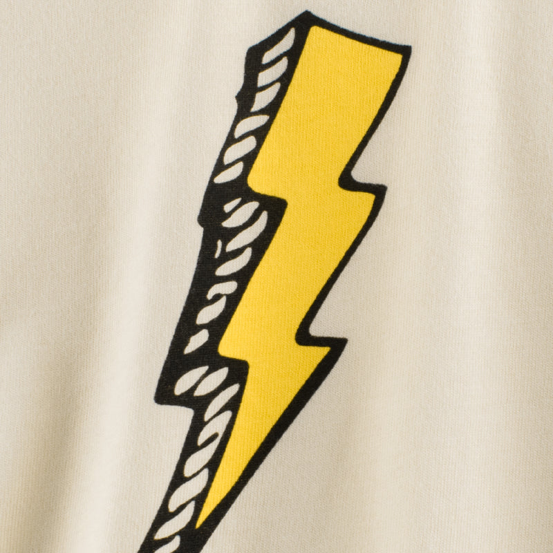 Boy Lightning Logo Print Round-Collar Breathable T-Shirt