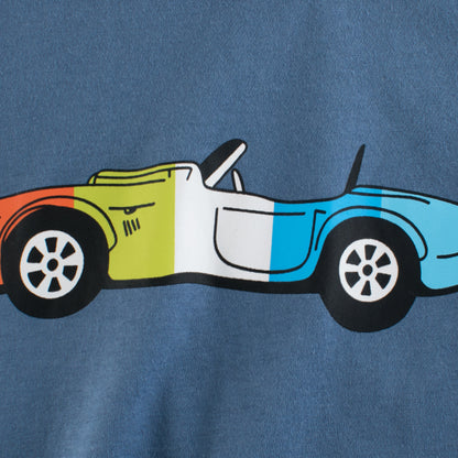 Boy Cartoon Car Print Round Collar Short-Sleeved T-Shirt
