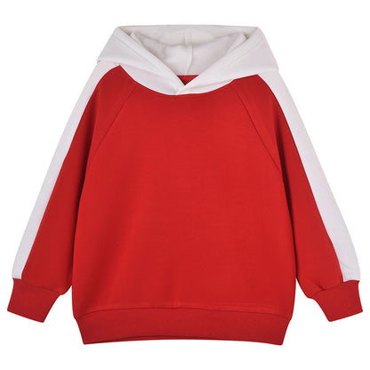 Baby Color Matching Design Loose Pullover Hoodie, MyKids-USA®, Baby & Toddler Outerwear, MyKids-USA - Size/Age - 90 (12-24M) - Color - Red -  -  - JM2209071949-B