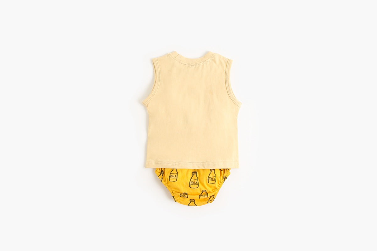 Baby Boy And Girl Animal Print Sleeveless T-Shirt Combo Shorts Sets