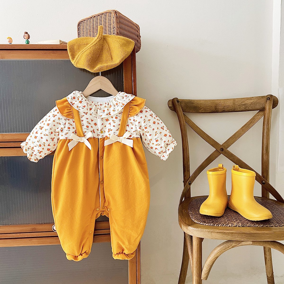 Baby Girl Ditsy Flower Pattern False Design Thickened Thermal Jumpsuit, MyKids-USA®, Baby & Toddler Outfits, MyKids-USA -  -  -  -  -  -  - 