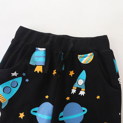 Baby Boy Planet Print Pattern Comfortable Cotton Trousers