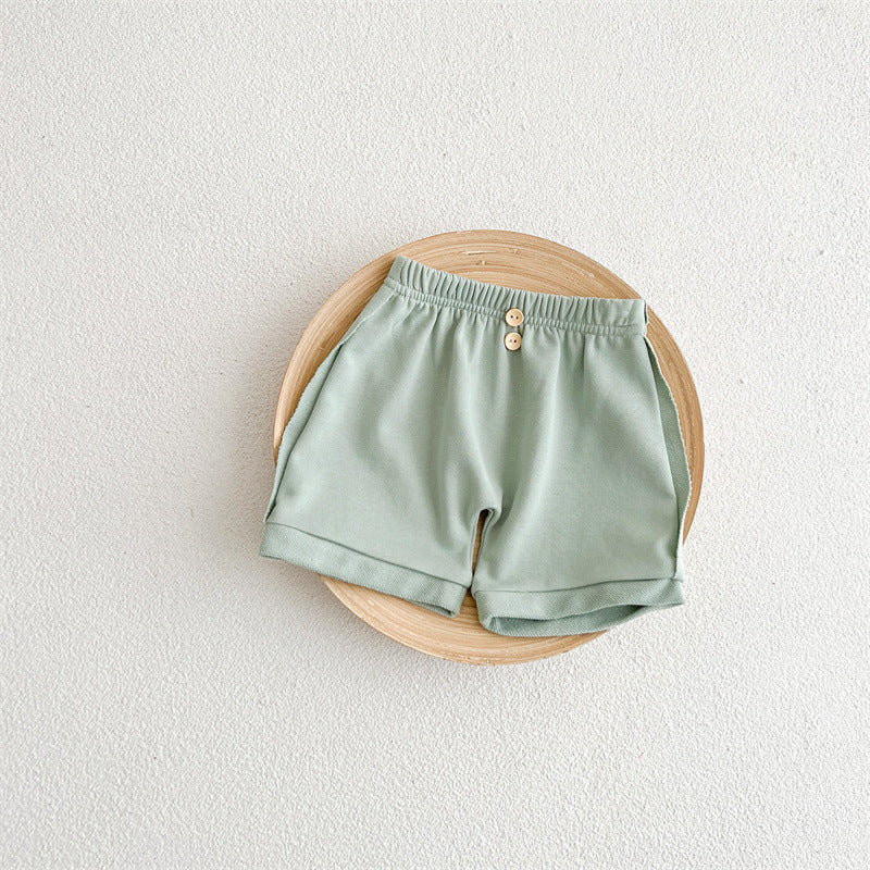 Baby Unisex Solid Color Comfy Summer Shorts In Summer