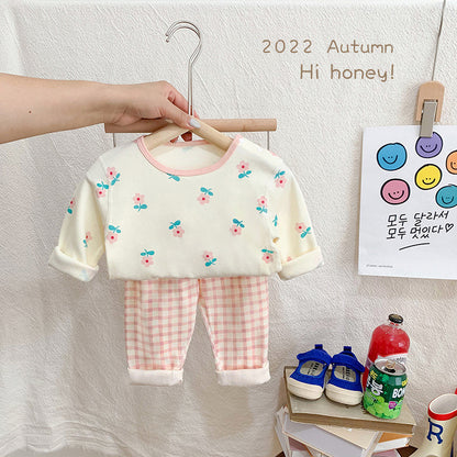 Baby Boy And Girl Print Pattern Soft Cotton Warm Pajamas Sets My Kids-USA