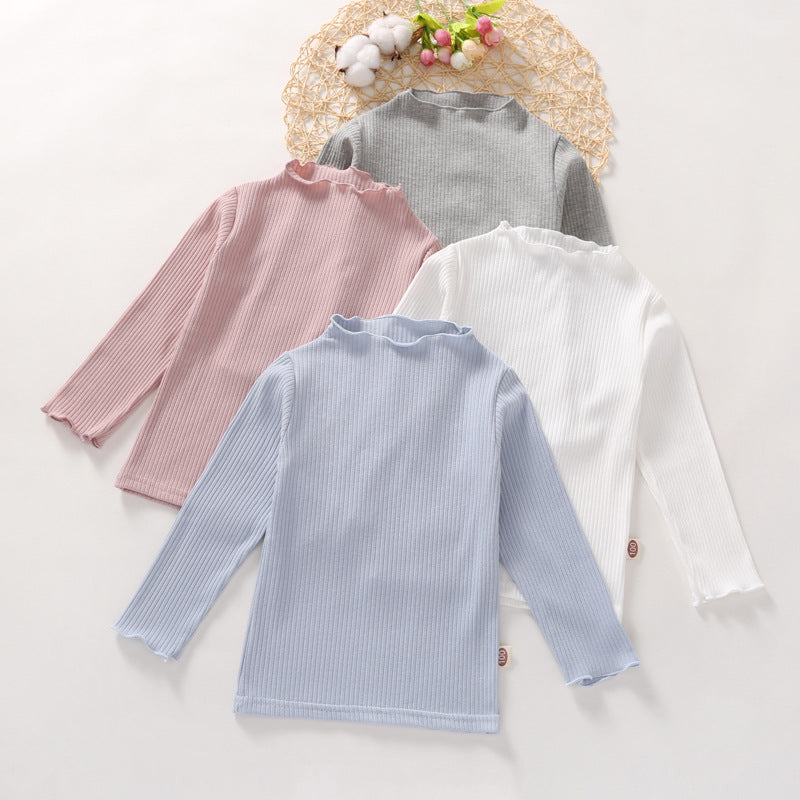 Camiseta de manga larga con diseño de orejas de madera de color sólido para bebé 