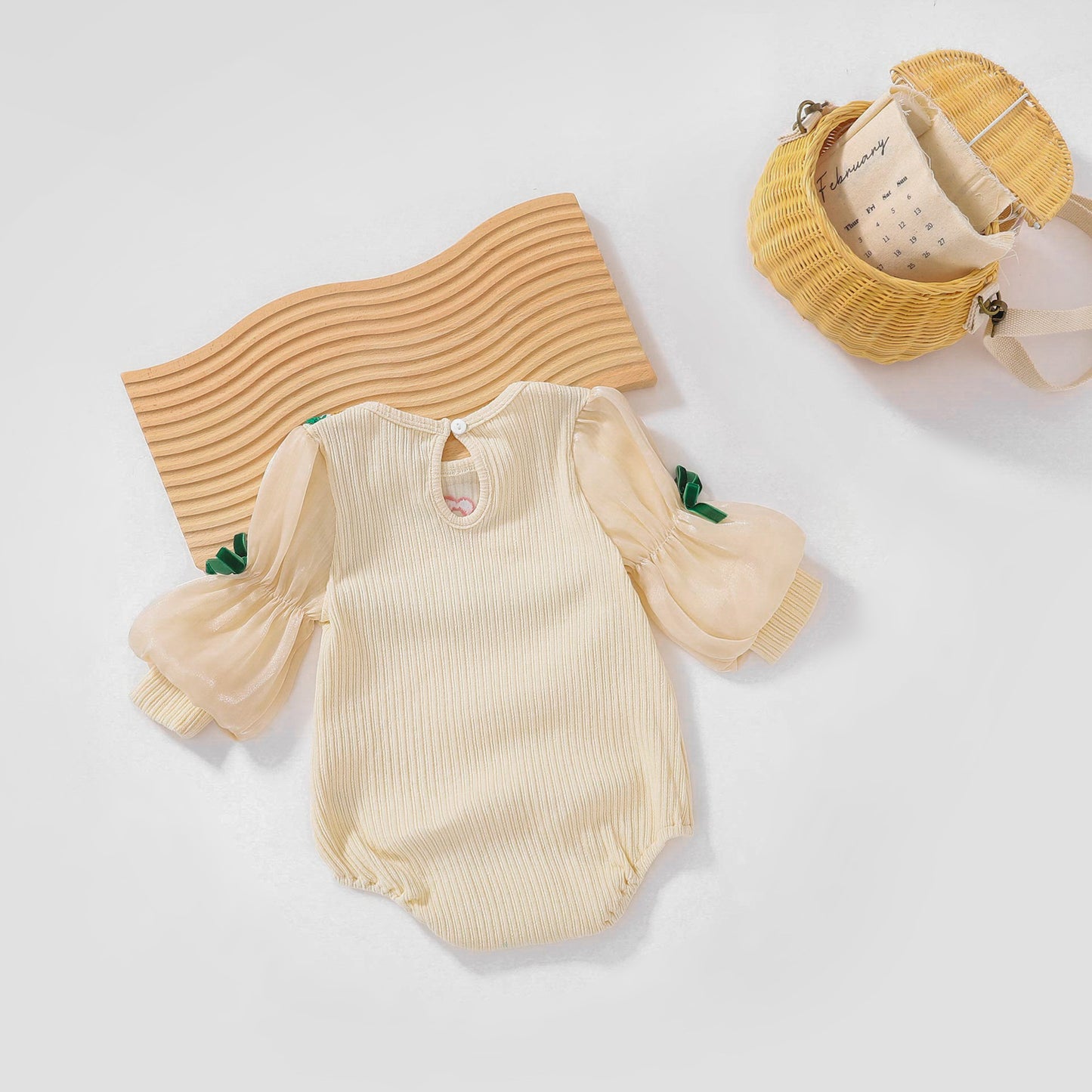 Baby Girl Pit Strip Design Flower Embroidered Pattern Bodysuit My Kids-USA