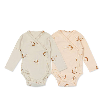 Baby Print Pattern Side Button Design Long Sleeve Comfy Onesies