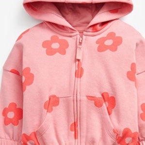 Baby Girl All Over Flower Graphic Zipper Hoodie Coat & Trouses 2 Pieces Sets My Kids-USA