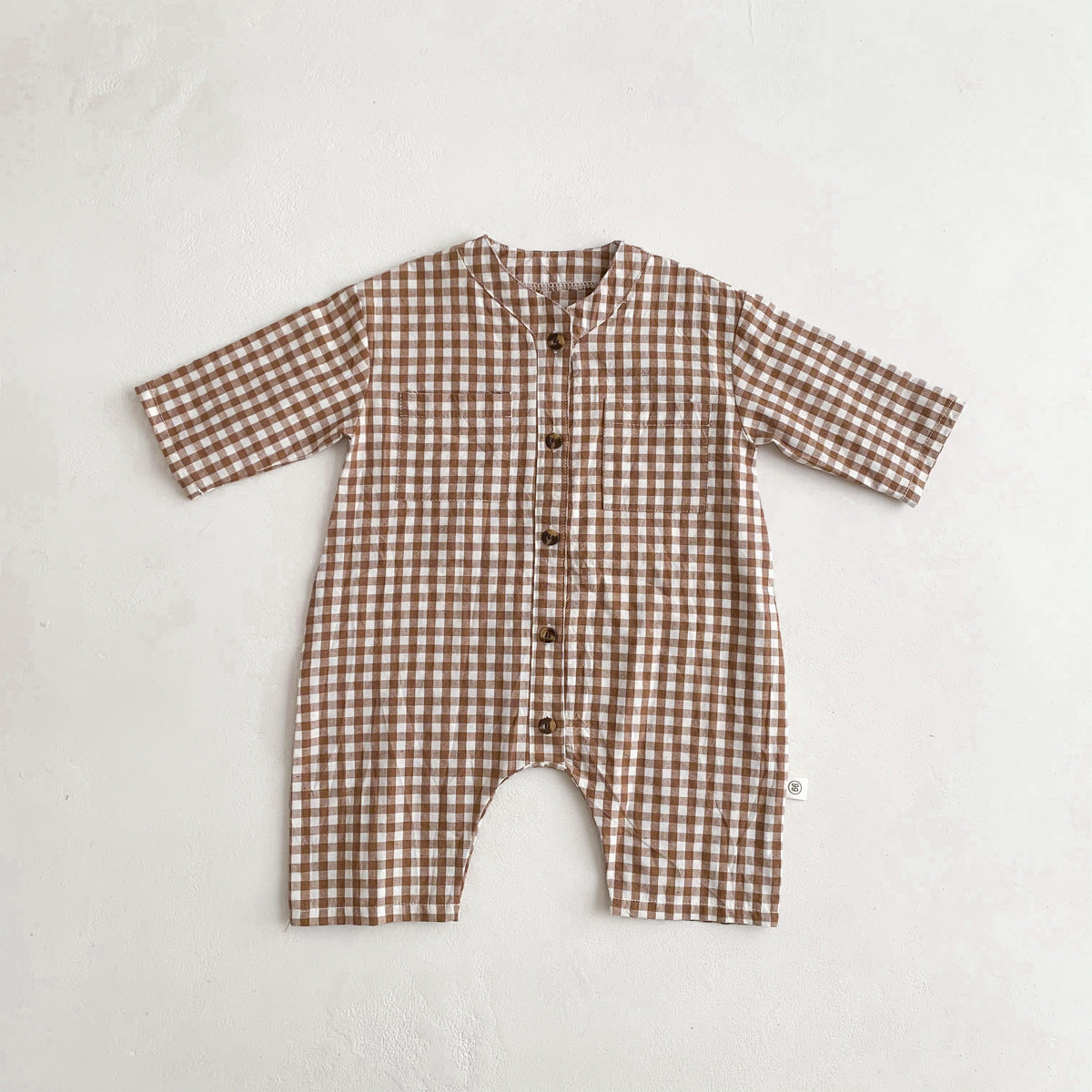 Baby Plaid Pattern Soft Cotton Casual Jumpsuit Romper