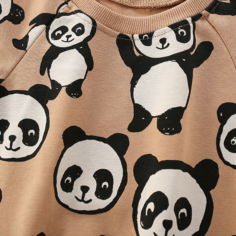 Sweats à Capuche à Manches Longues et à Motif Imprimé Bébé Panda 