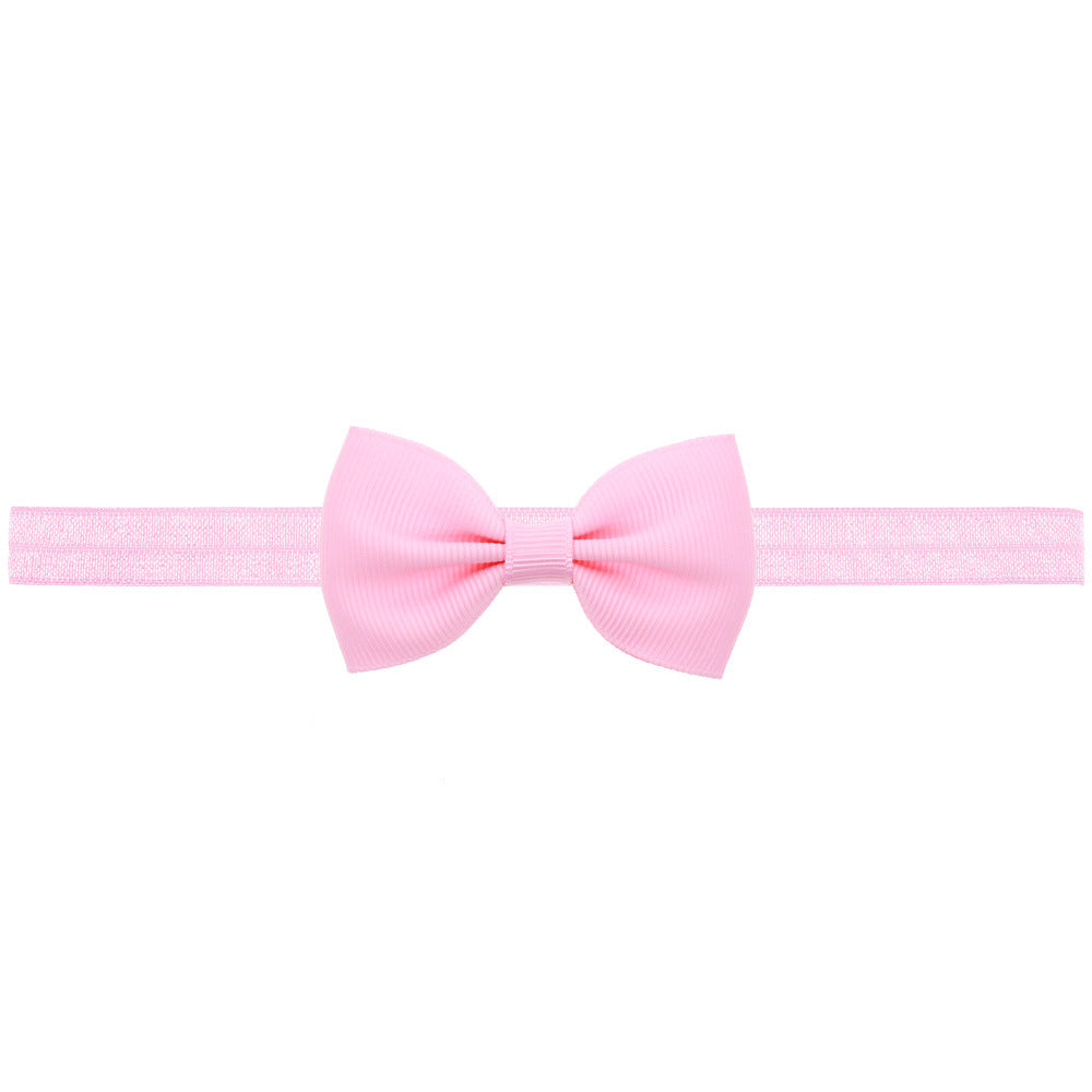 Newborn Baby Small Size Bow Patched Pattern Solid Color Elastic Headband