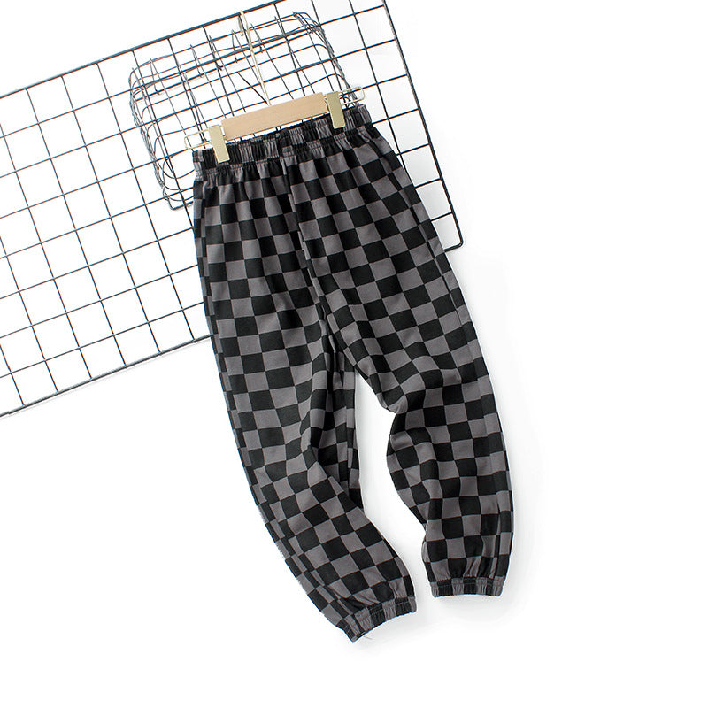 Baby Boy Checkerboard Pattern Summer Loose Pants