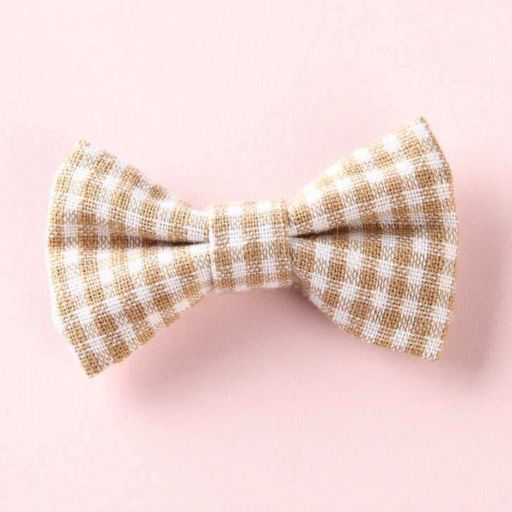 Girls Plaid Pattern Bow Tie Hair Fabric 2 pc. Clips Handmade Accessory, MyKids-USA®, Hair Pins, Claws & Clips, MyKids-USA - Size/Age - Average Size (0-8Y - Color - Yellow -  -  - JM2204291457-I