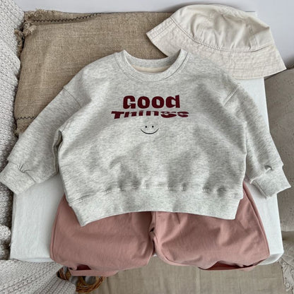 Baby Slogan Print Pattern O-Neck Pullover Hoodie My Kids-USA
