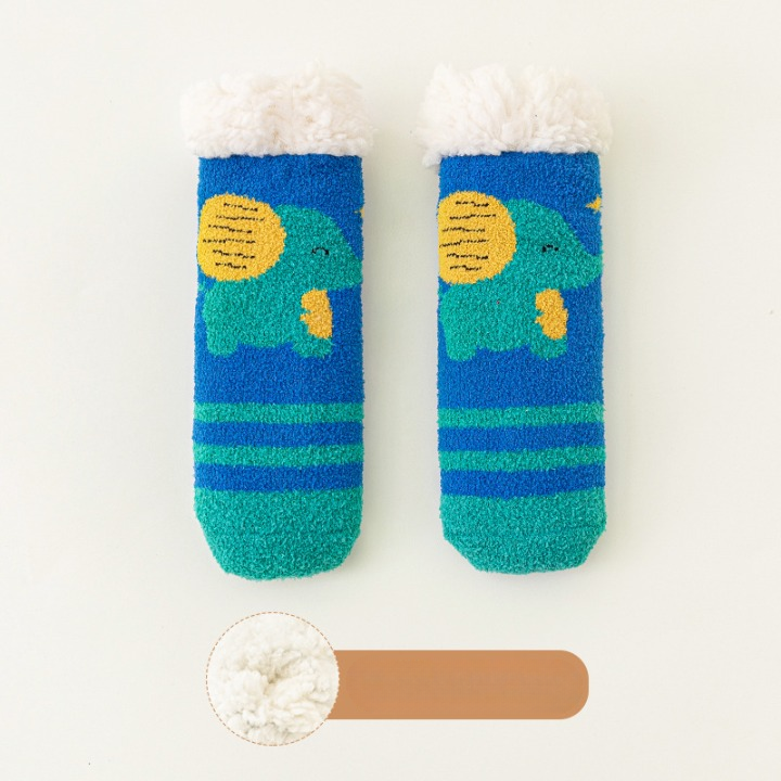 Baby Cartoon Pattern Thickened Lambswool Coral Fleece Socks, MyKids-USA®, Socks, MyKids-USA - Size/Age - S (0-3Y) - Color - Green -  -  - JM2211120113-B