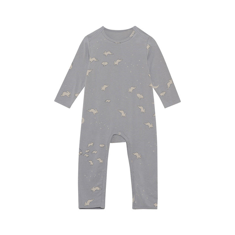 Baby Floral & Animals Print Pattern Long Sleeves Soft Jumpsuit My Kids-USA