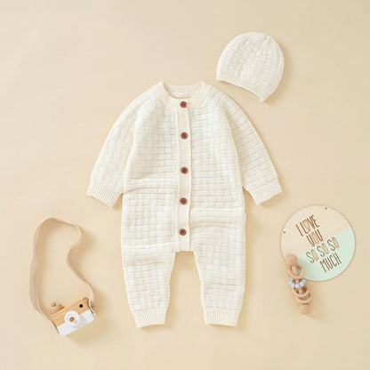 Baby Solid Color Full Button Design Knit Hot Selling Rompers, MyKids-USA®, Baby One-Pieces, MyKids-USA - Size/Age - 59 (0-3M) - Color - White -  -  - JM2211201638-C
