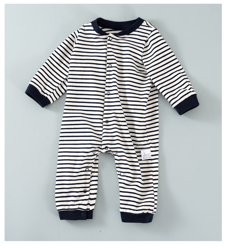 Baby Boy 1pcs Striped Pattern Full Button Front Design Sailor Style Jumpsuit My Kids-USA