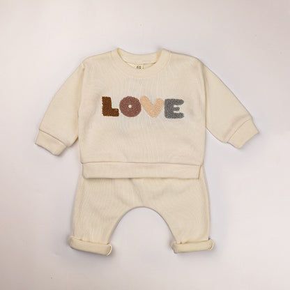 Baby LOVE Graphic Hoodies Combo Pants Kids Valentine’s Day Sets My Kids-USA