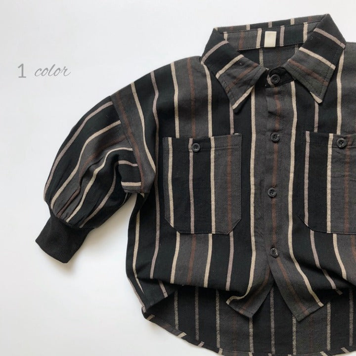 Baby Fashion Striped Pattern Lapel Design Single Breasted Shirt My Kids-USA