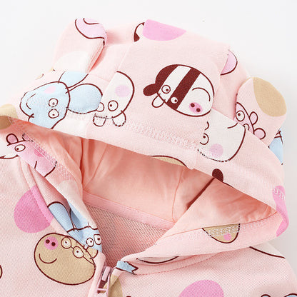 Baby Girl Cartoon Animals Print Pattern Long Sleeve Cute Zipper Coat My Kids-USA