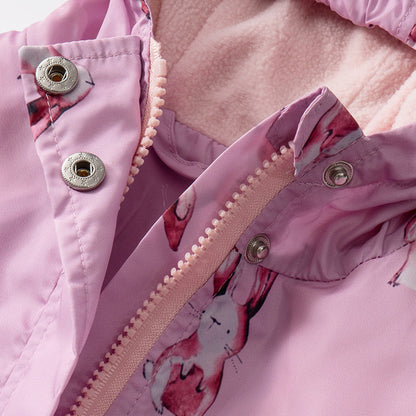 Baby Girl Rabbit Pattern Long Sleeve Fleece Thickened Zipper Jacket My Kids-USA