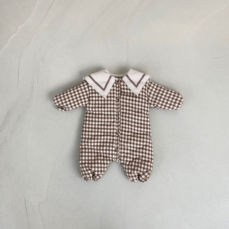Baby 1pcs Plaid Pattern Lapel Design Quilted Warm Rompers My Kids-USA