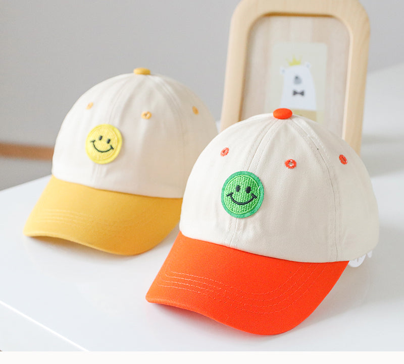 Baby Smiley Embroidered Pattern Color Matching Design Sunshade Peaked Hats