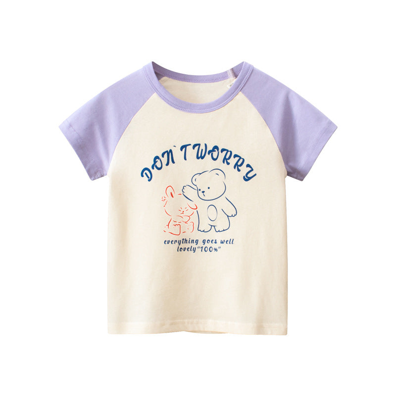 T-shirt à col rond et motif colorblock pour bébé 