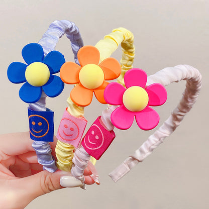 Girls Plastic Flower Decoration Fabric Headband