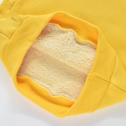 Baby Cartoon Bear Print Pattern Fleece Thickened Hooded Sweatshirt My Kids-USA