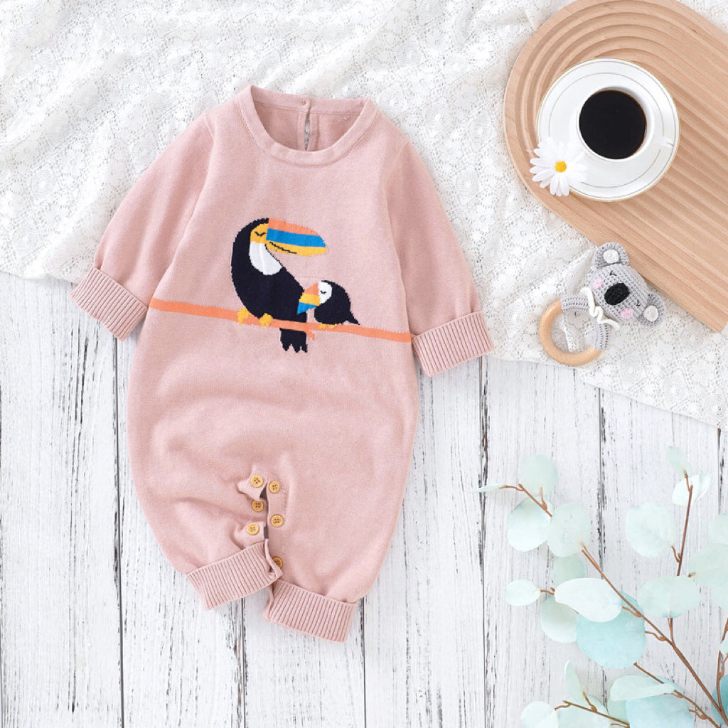 Baby Cute Bird Pattern Long Sleeve Knitted Pullover Rompers My Kids-USA