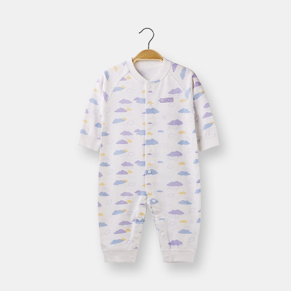 Baby All Over Cartoon Cloud Graphic Single Breasted Design Autumn Cotton Pajamas Jumpsuit My Kids-USA
