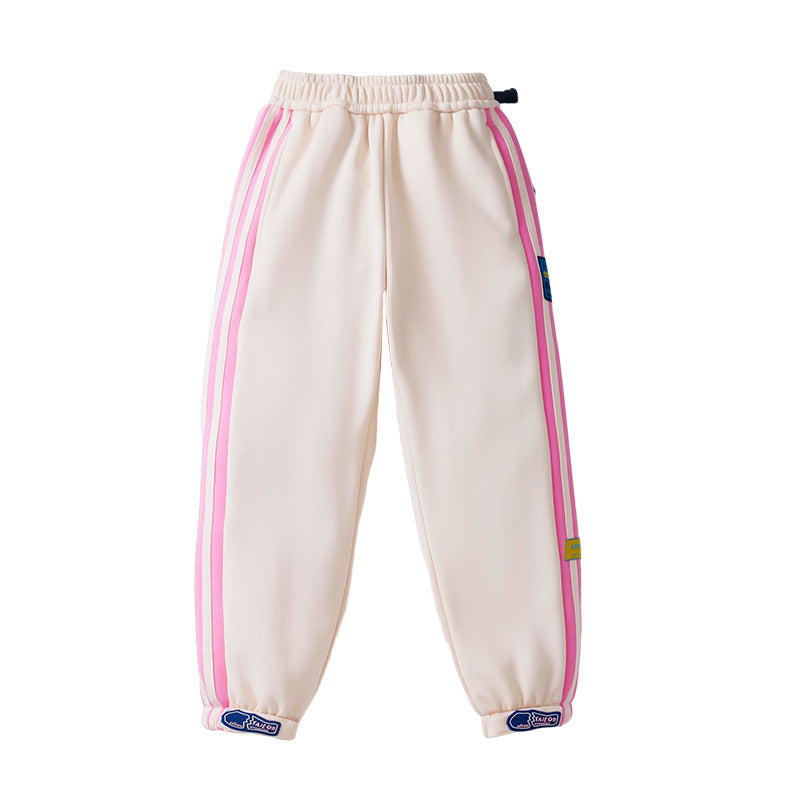 Baby Girl Solid Color Side Striped Design Quality Pants Trousers My Kids-USA