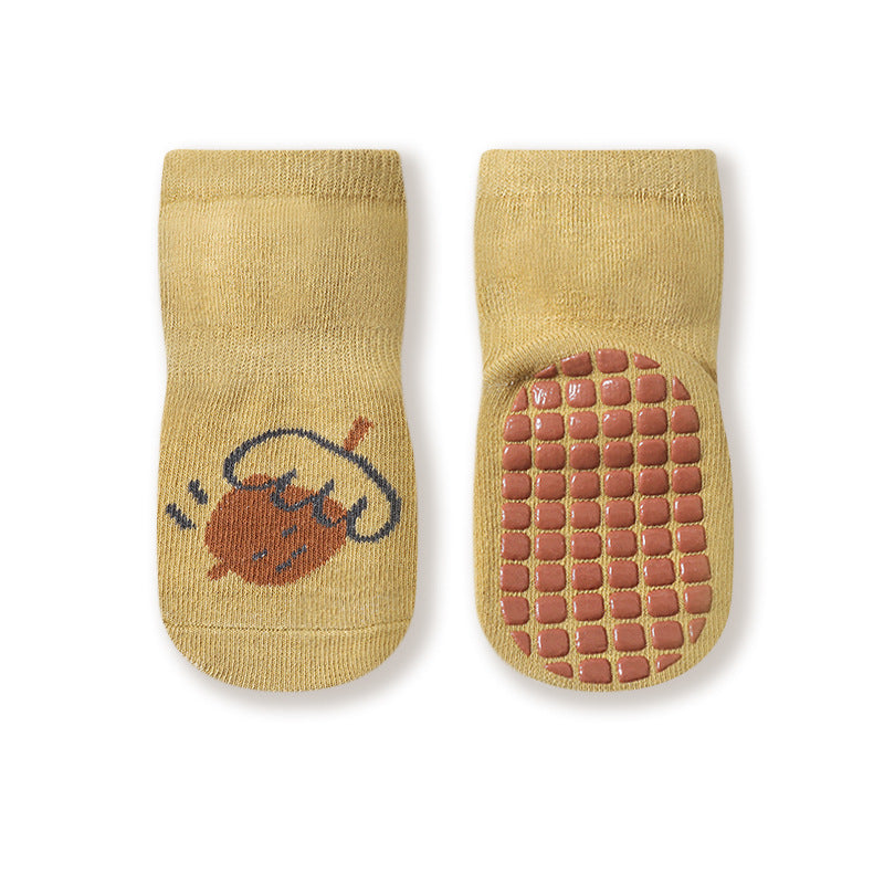 Baby Cartoon Graphic Non-Slip Floor Socks In Autumn, MyKids-USA®, Socks, MyKids-USA - Size/Age - S (0-1Y) - Color - Yellow -  -  - JM2212211340-E