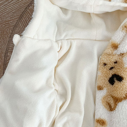 Baby Cute Bear Graphic Zipper Design Fleece Soft Winter Warm Jacket My Kids-USA