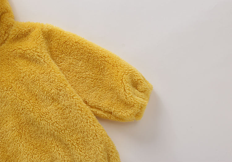Baby Little Yellow Duck Shape Design Coral Fleece Pullover Bodysuit Onesies My Kids-USA