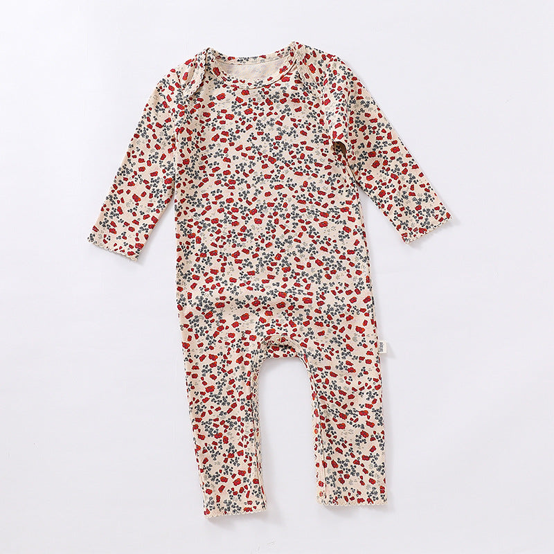 Baby Ditsy Flower Pattern Envelope Collar Nordic Style Jumpsuit My Kids-USA