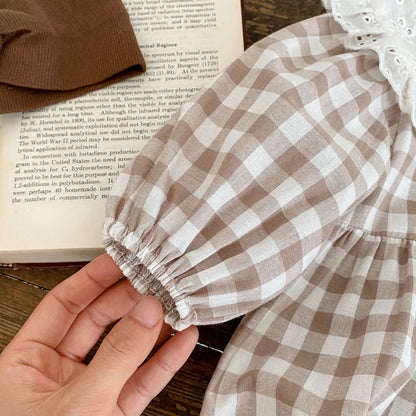 Baby Girl Plaid Graphic Lapel Design Long Sleeve Onesies, MyKids-USA®, Baby One-Pieces, MyKids-USA -  -  -  -  -  -  - 