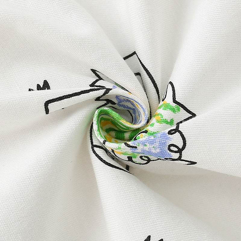 Camisa de manga larga con cuello redondo de algodón suave con estampado de dibujos animados para bebé niño 