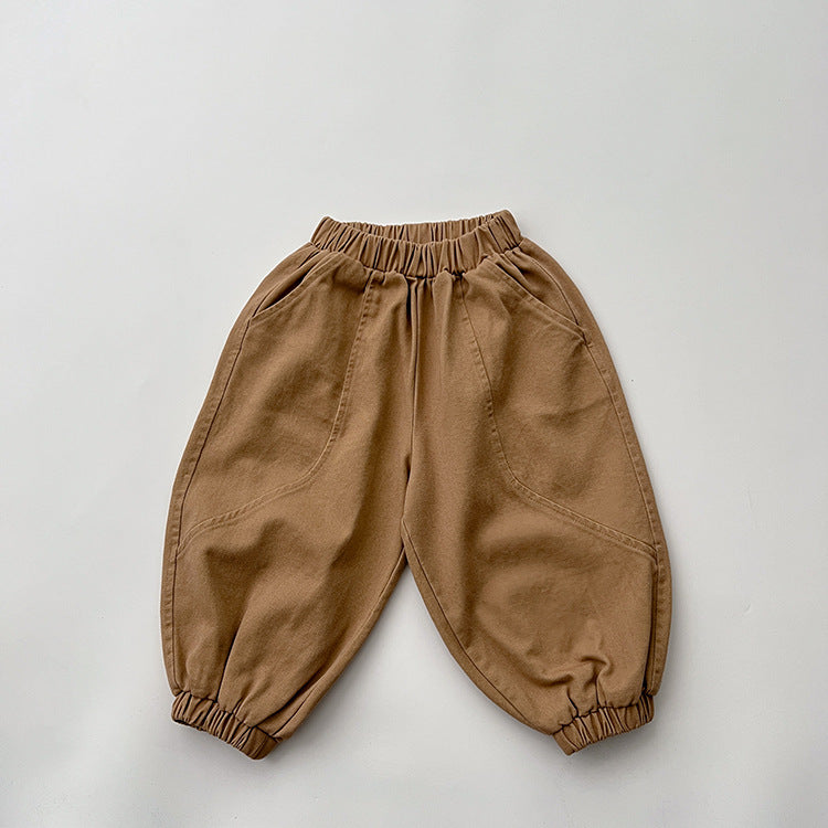 Pantalones casuales sueltos de calidad de color sólido para bebés 