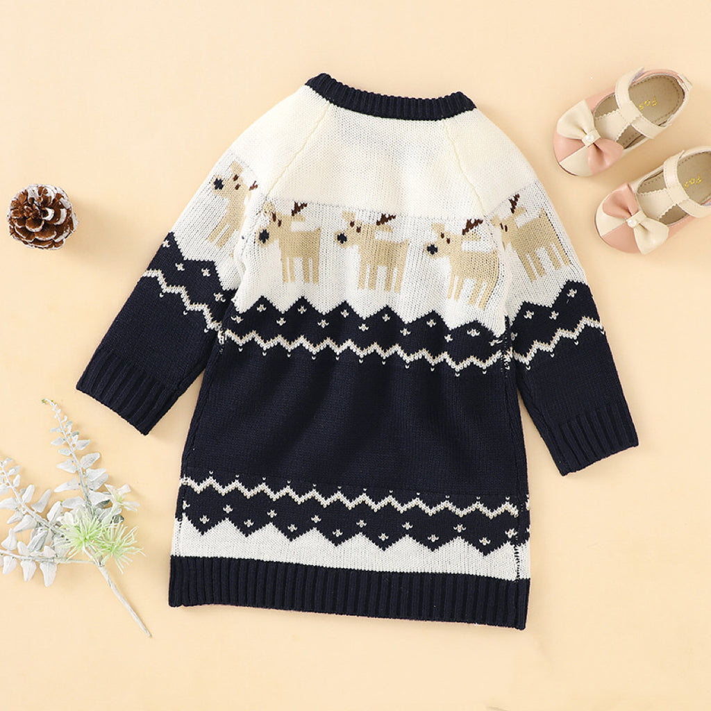 Baby Girl Embroidered Pattern Long Sleeve Autumn Style Christmas Dress MyKids-USA Baby Girl Embroidered Pattern Long Sleeve Autumn Style Christmas Dress MyKids-USA