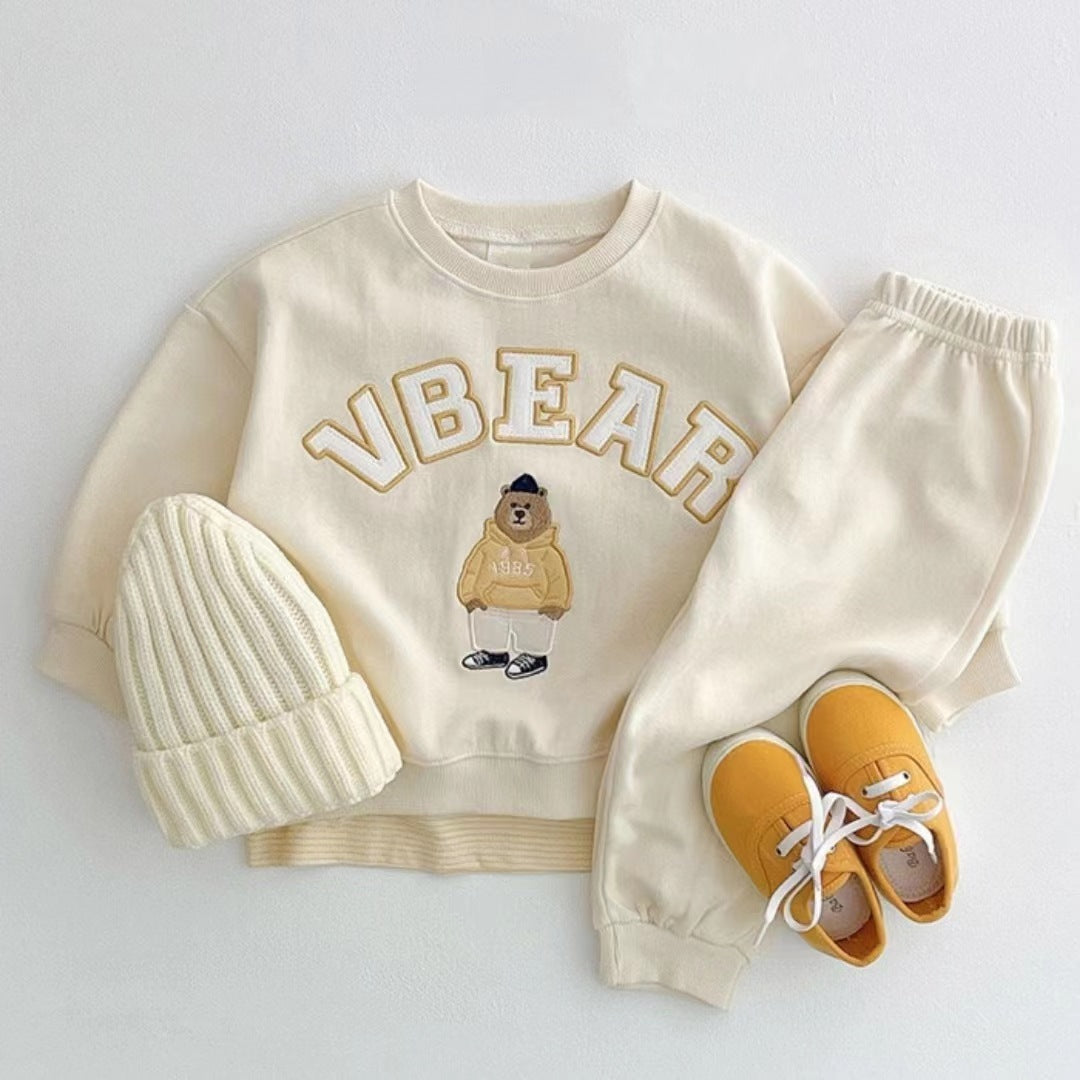 Baby Bear Letters Pattern Hoodies Combo Trousers Casual Cute Sets My Kids-USA