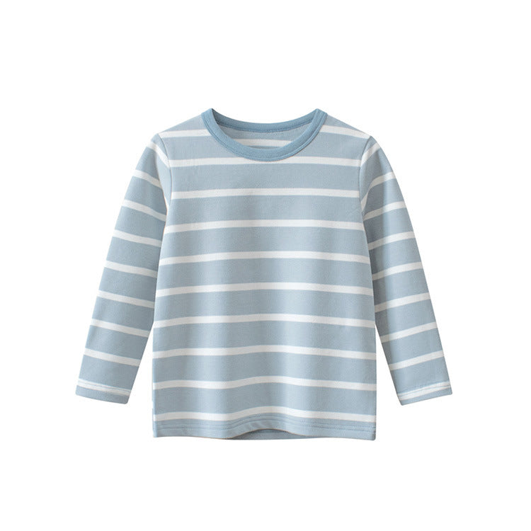 Baby Blue Striped Pattern Long Sleeve Soft Cotton Shirt