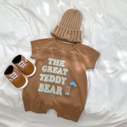Baby Letter Graphic Crewneck Short Sleeve Casual Romper