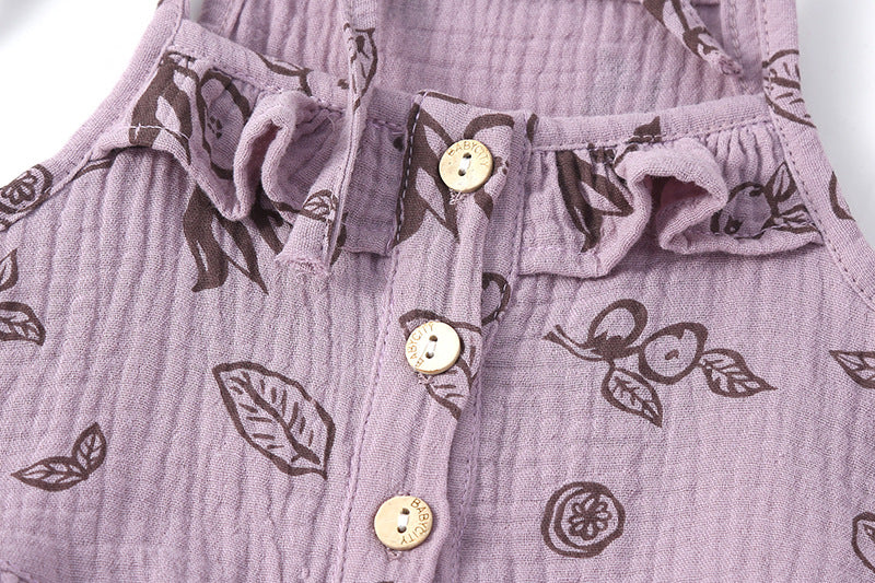 Baby Girl Printed Pattern Ruffle Design Sleeveless Top Combination Shorts Set My Kids-USA